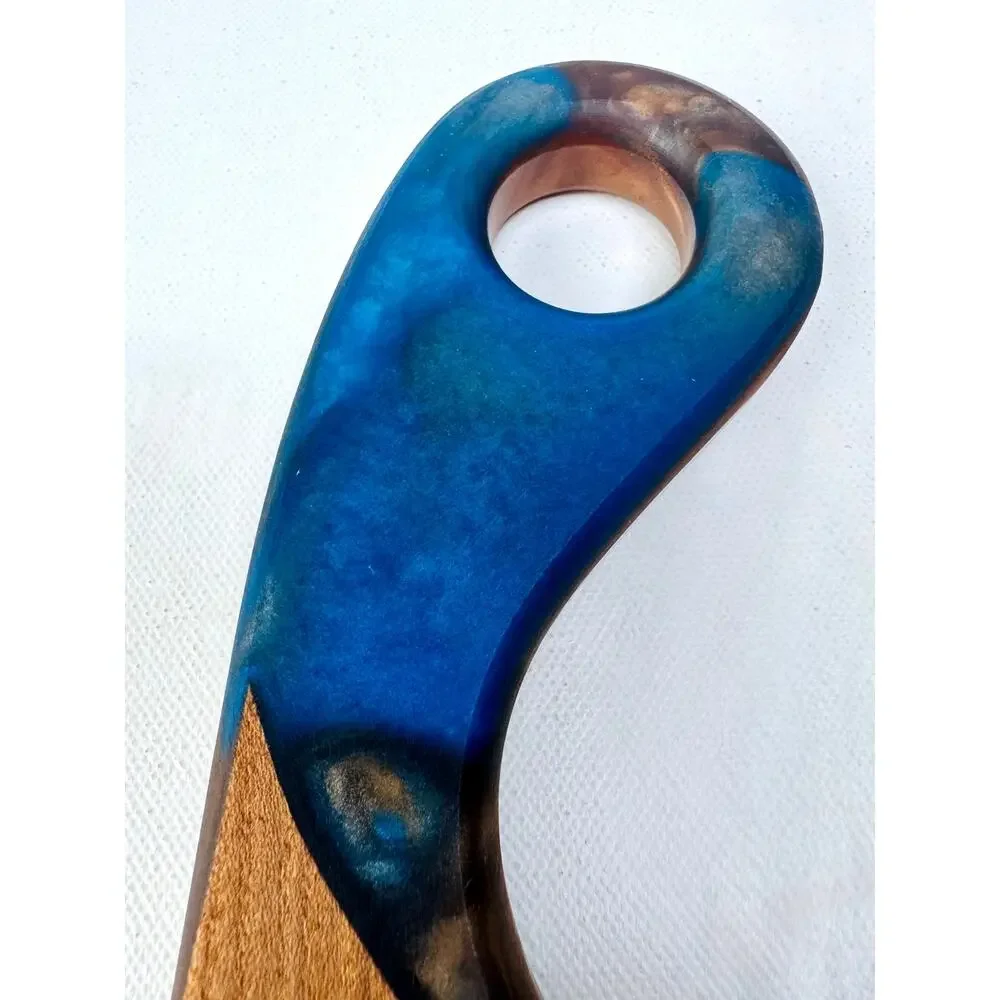 Z Branches Handmade Wood and Blue Resin Charcuterie Board
